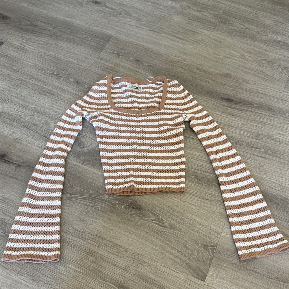 Striped Knit Long Sleeve Top Hollister xxs juniors